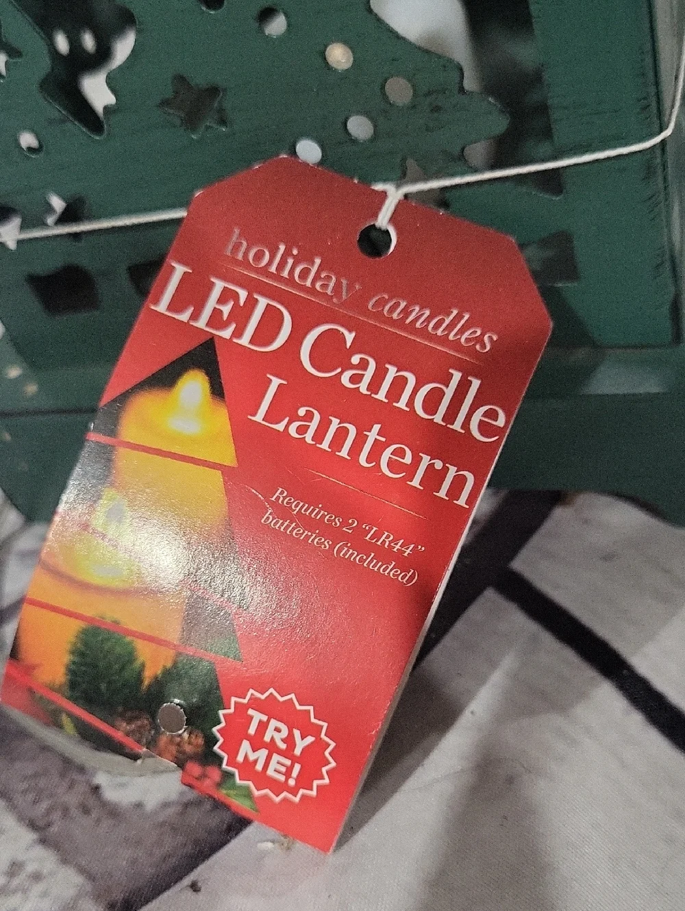 Green Holiday Lantern Home Accent